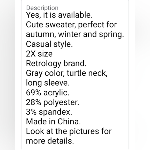 Retrology 2X turtle neck sweater - Picture 13 of 14